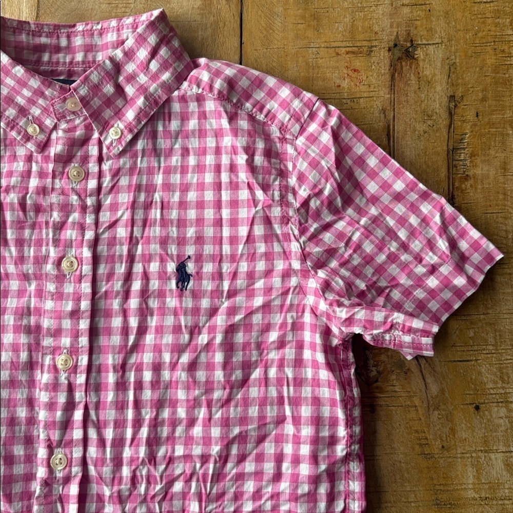 NWT Ralph Lauren Boys Pink Checkered Shirt S(8)